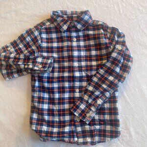 Boys Childrens Place Red Plaid Button Up Short Sleeve Shirt Size L 10/12 Pocket